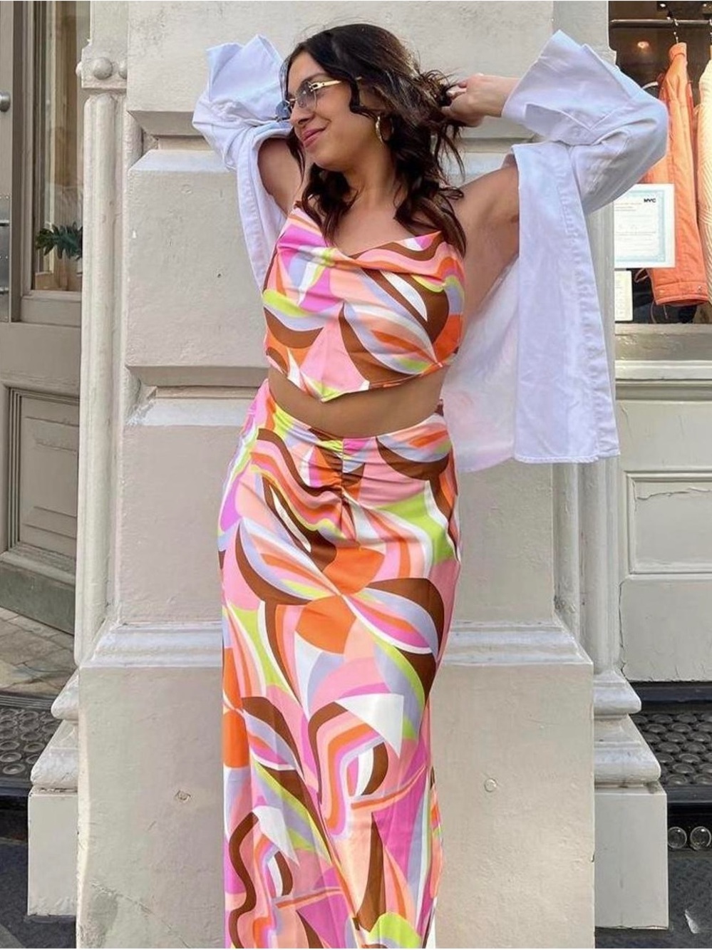 Princess Polly Pink & Orange Swirl Maxi Skirt